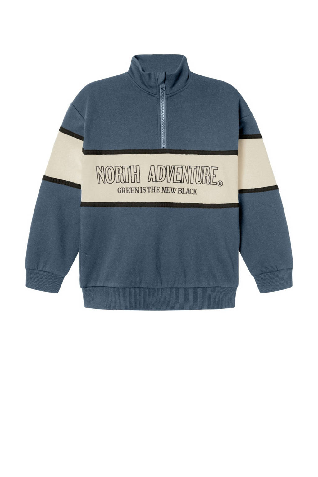 NAME IT sweater NKMOBORDE blauw/ecru