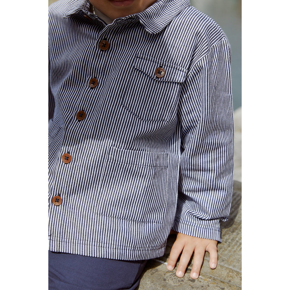 Køb COPENHAGEN COLORS Navy Stripe Striped Twill Jakke m. Lommer