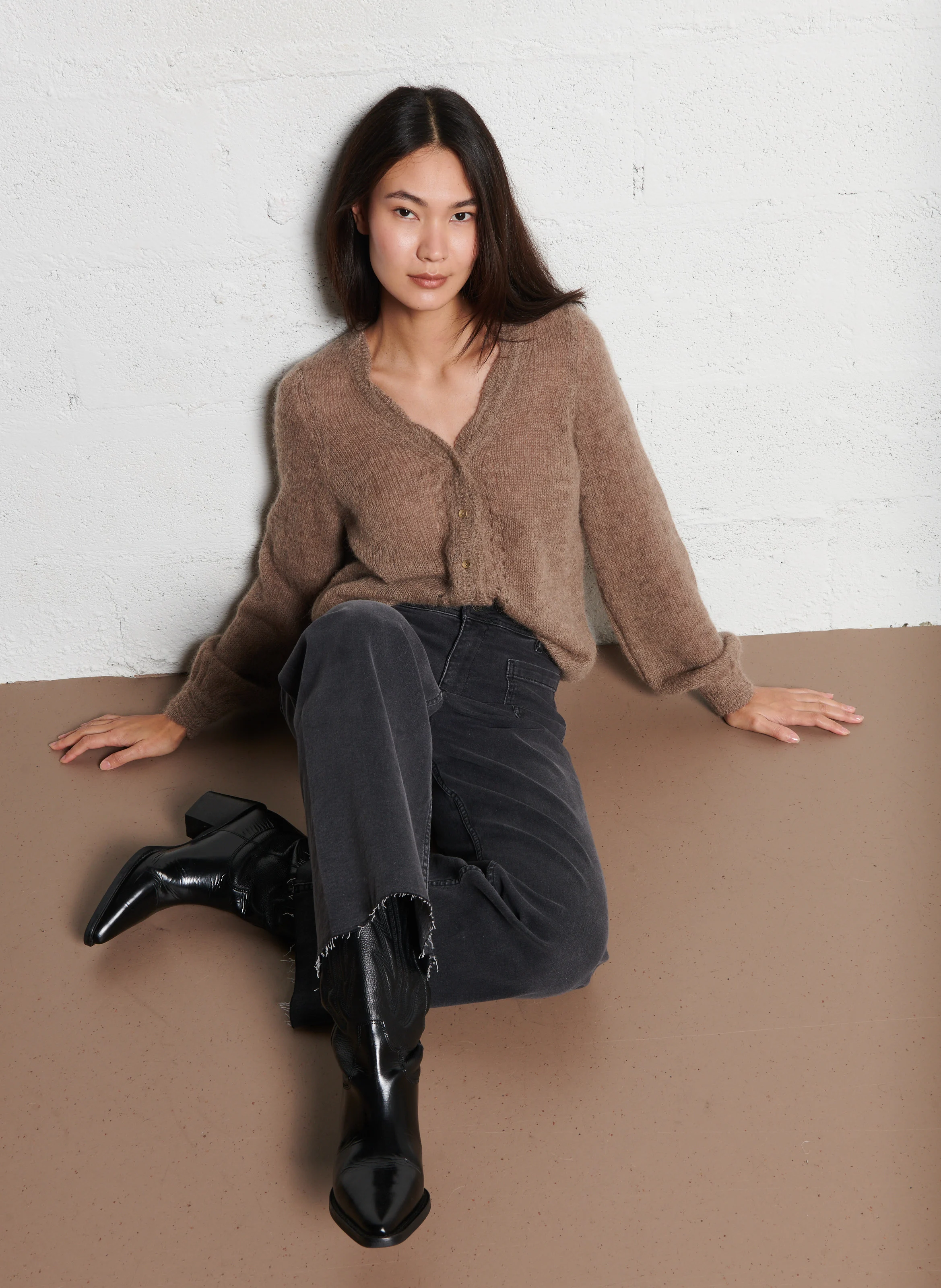 GIGI - Jean boot-cut en coton mélangé | Noir