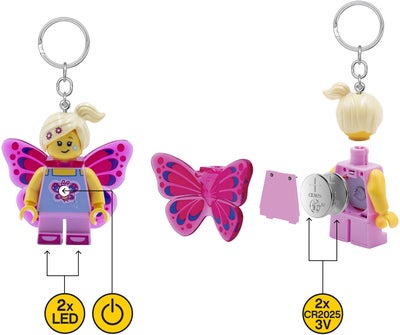 LEGO® Ikonisk Sommerfugljente Nøkkelring med LED-lys