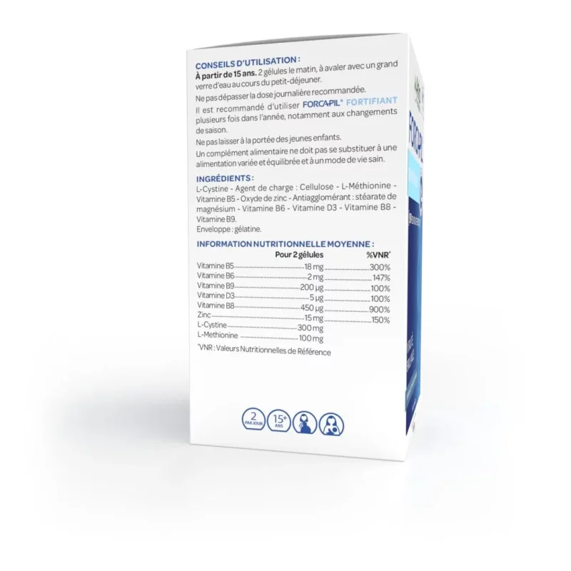 Forcapil Cheveux Et Ongles Zinc, Vitamine B - 180 + 60 gélules