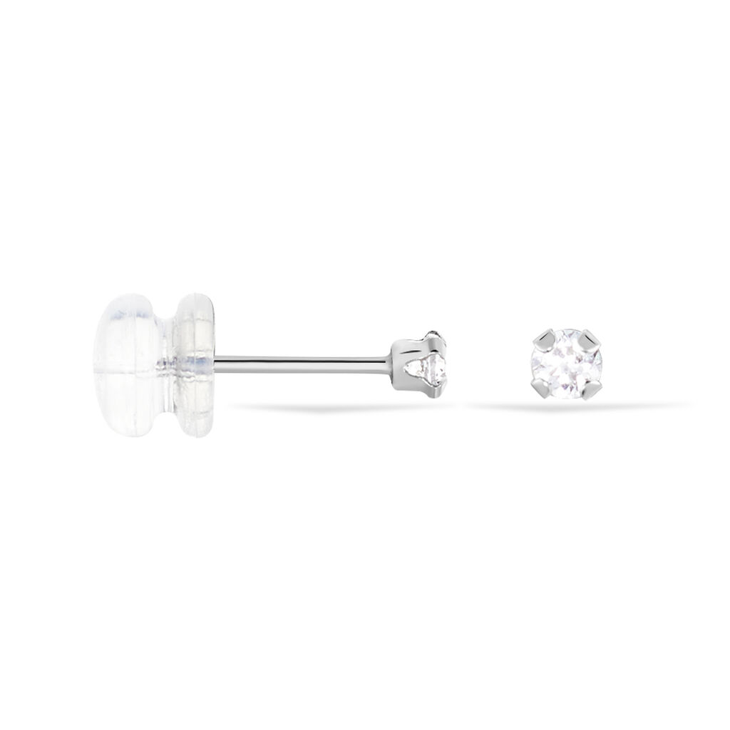 Boucles D'oreilles Puces Eddie Or Blanc Oxyde De Zirconium