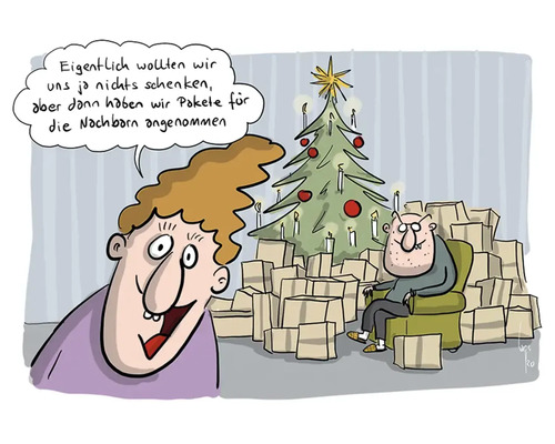 Kerstkaart, pakketjes voor de buren, 14,8 x 10,5 cm
