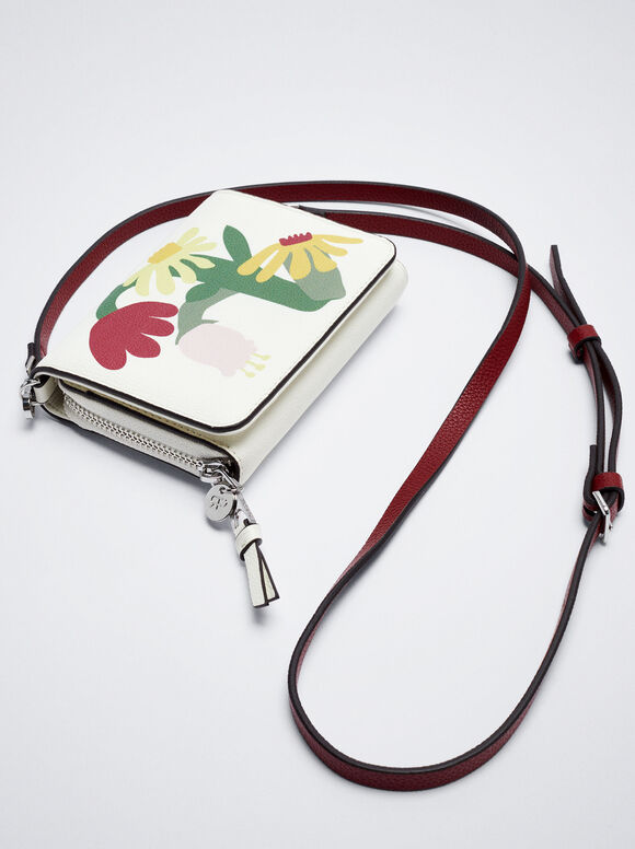 Bolsa com estampa floral - Off-White