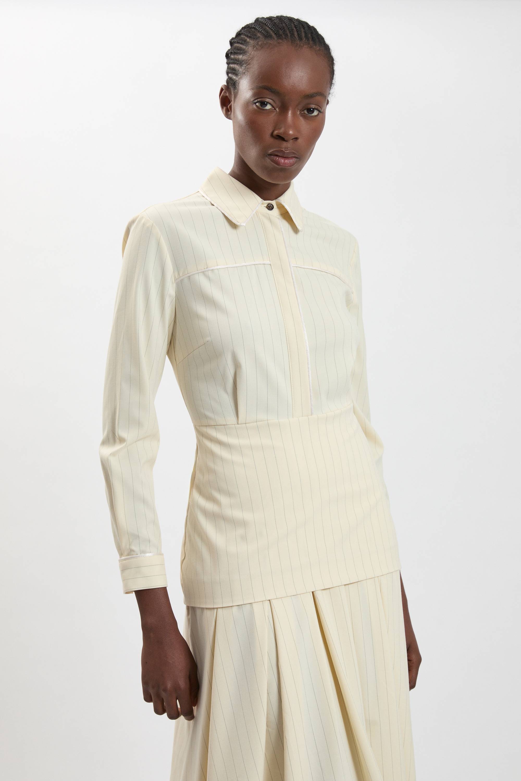 KarenMillen Robe Maxi À Rayures Fines Et Col Tailleur Petite