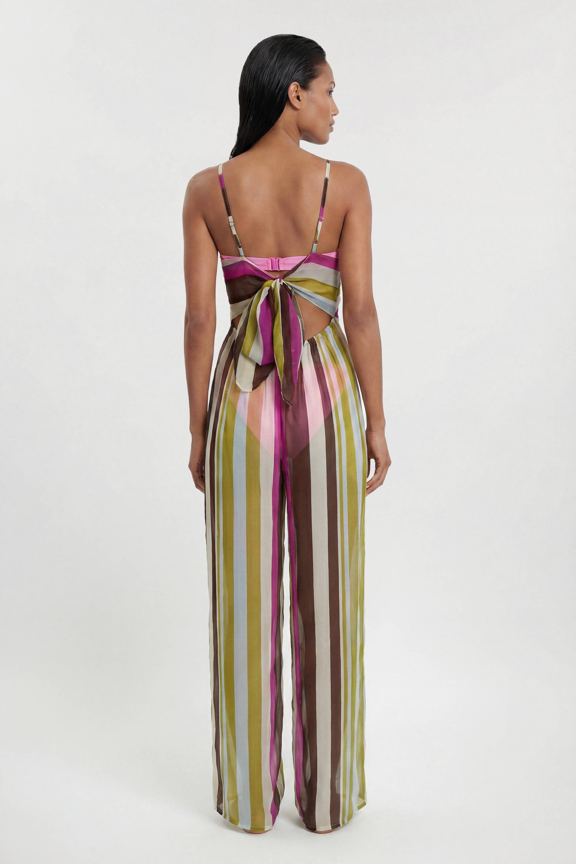 KarenMillen Combinaison De Plage En Viscose Georgette À Rayures