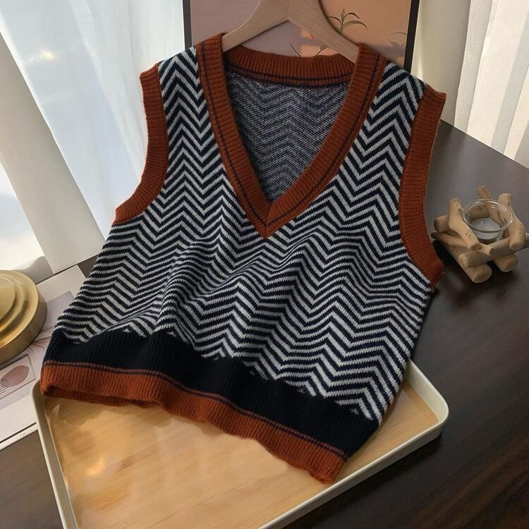 Astromeria - V-hals Zig Zag Trui Vest