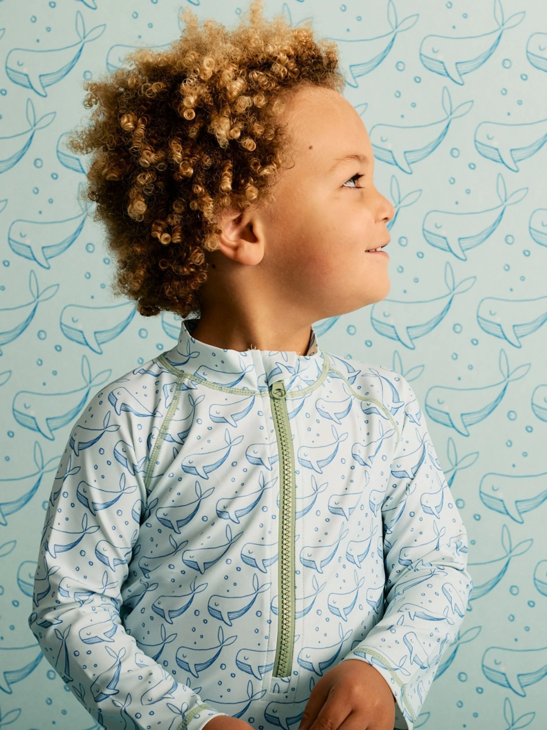 KIDLY BY MORI Blue 3/4 Sleeve Sunsafe Suit