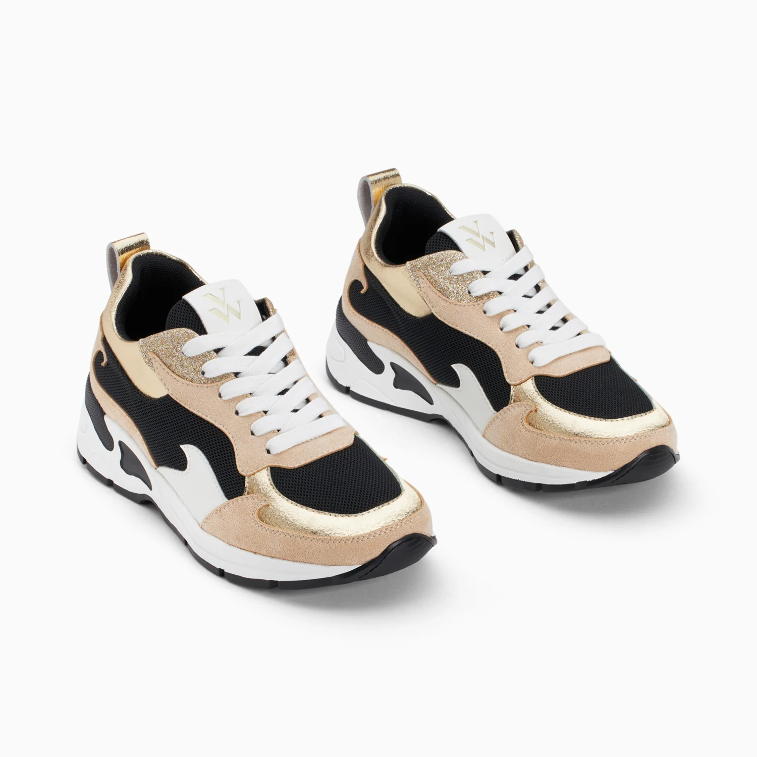 Sneakers-Baskets flamme Juliette noir et beige