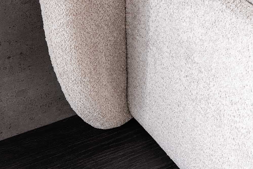 Modernes Boxbett ART DECO 160x200cm greige Bouclé mit Stauraum und Lattenrost