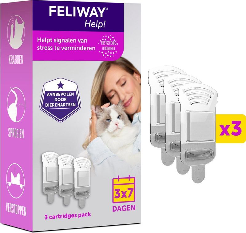 FELIWAY Help! - Navulset - 3x 7 Dagen Geruststelling voor Katten