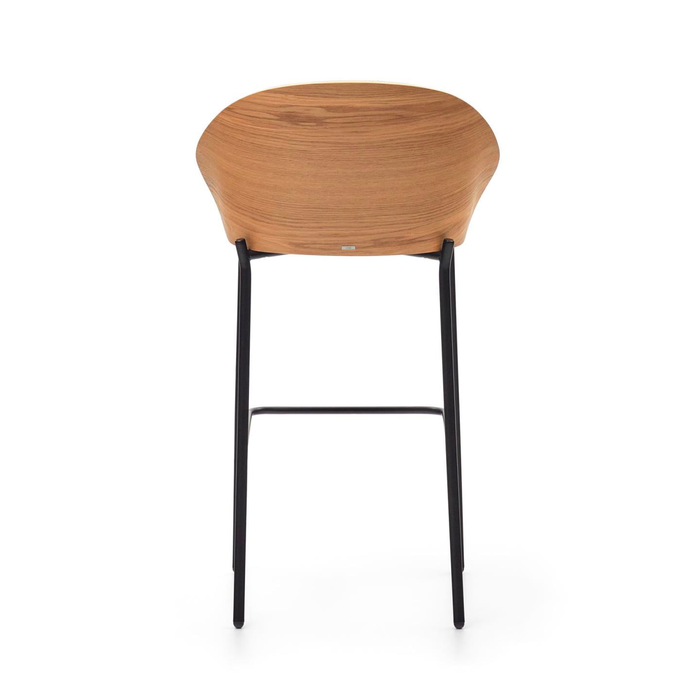 Kave Home Barhocker EAMY Chenille hellgrau/braun/schwarz