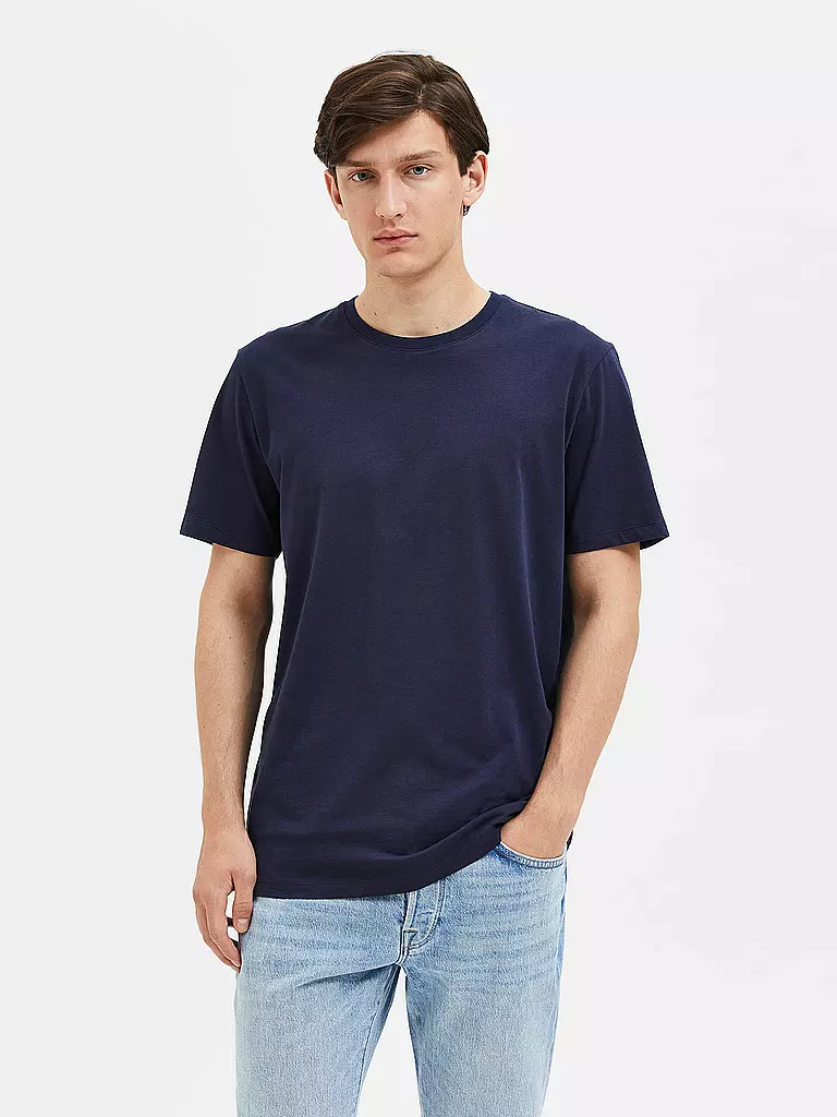 SELECTED T-Shirt SLHASPEN  blau