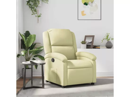 Fauteuil inclinable crème cuir véritable