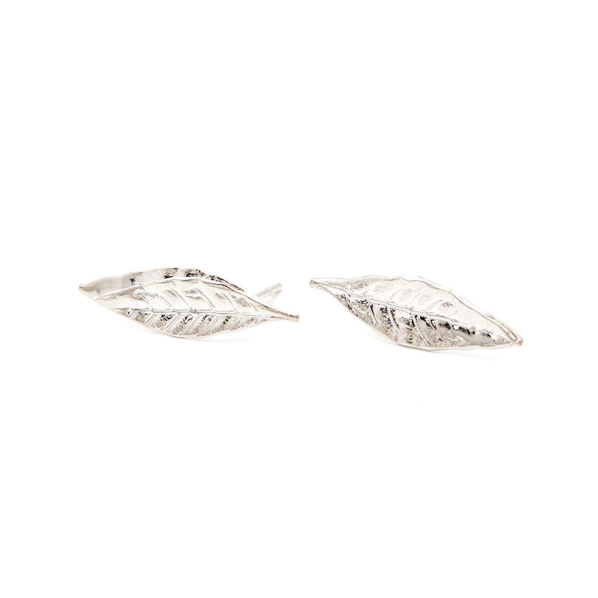 boucles d'oreilles puces feuilles plaqué argent - THALIE