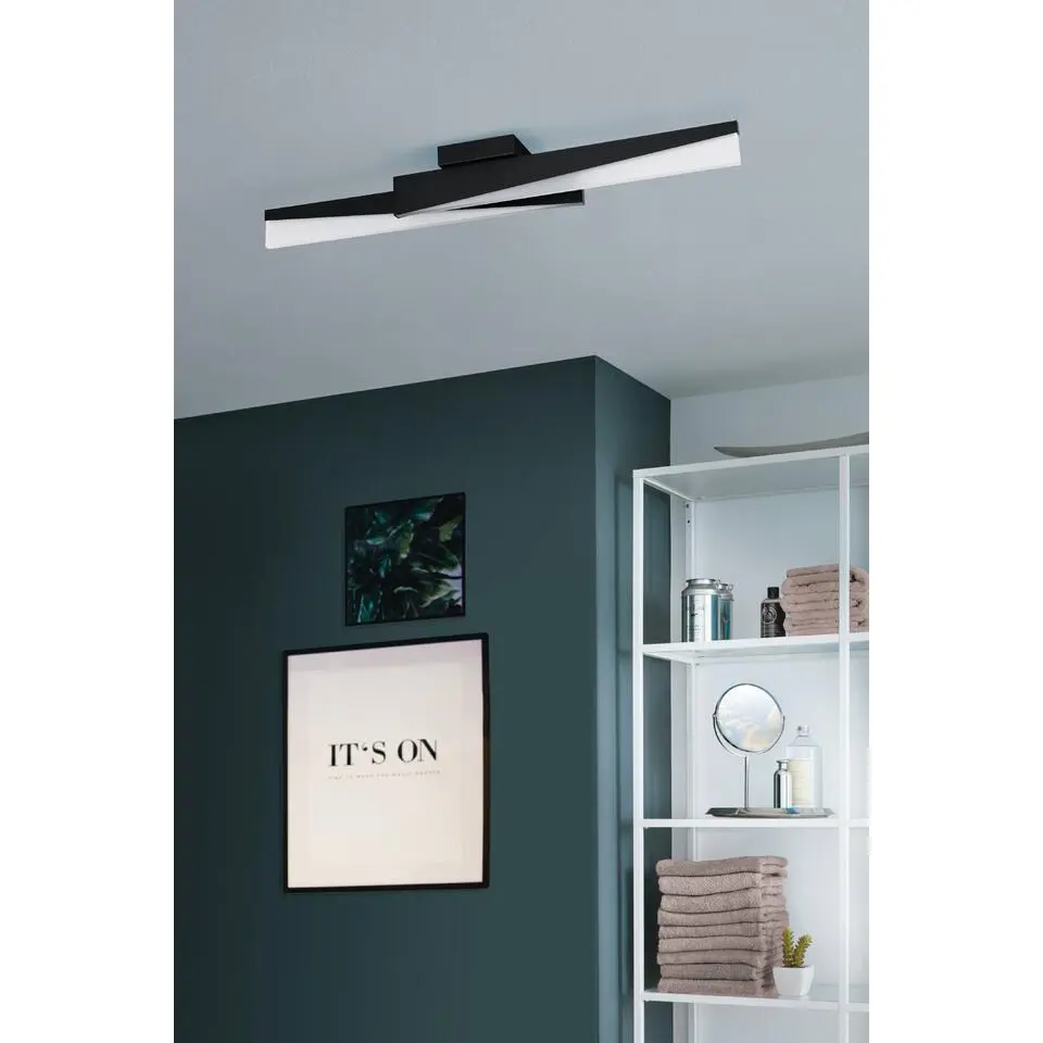 EGLO Isidro Plafonnière - LED - 86 cm - Zwart