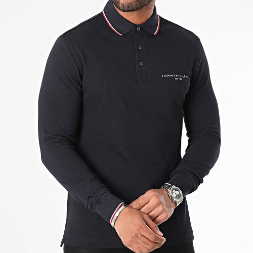 Polo Manches Longues Slim Tipped Place 3217 Bleu Marine
