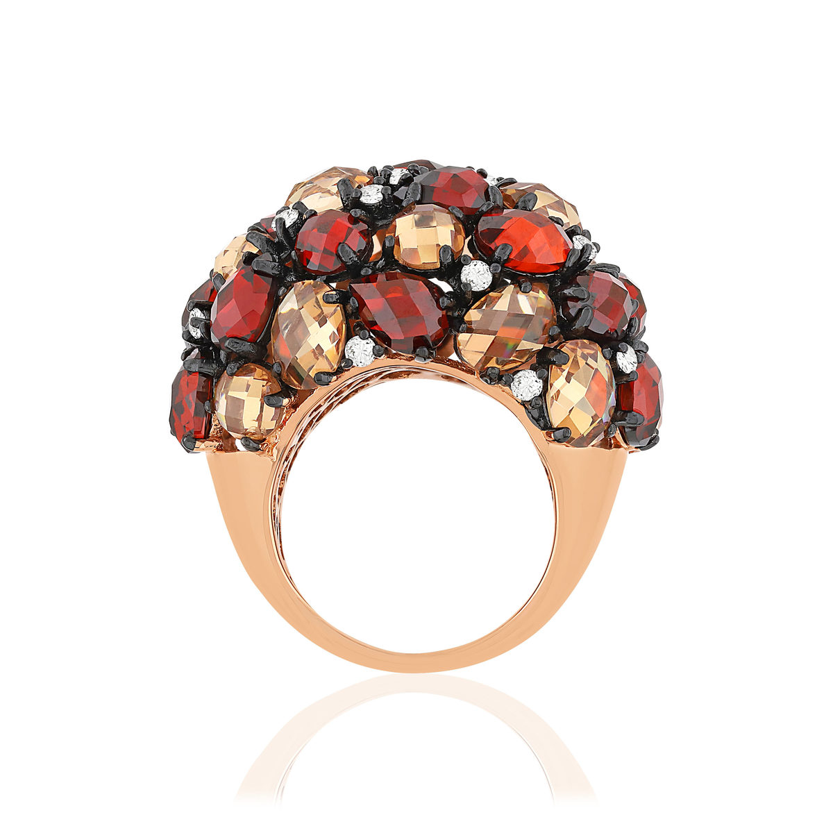 Bague argent 925 rosé zirconias multicolores