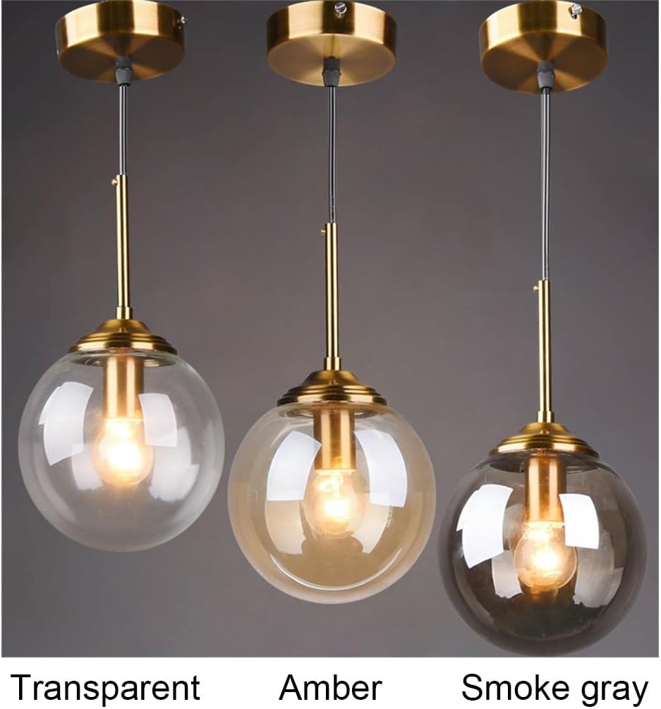 Glas Pendelleuchte Esstisch Hängelampe, Pendellampe 3-flammig Glas Lampenschirm Modern Design Kreative Hängeleuchte Höhenverstellbar Wohnzimmer Schlafzimmer Küche Leuchte Dekoration(Amber,3 heads)