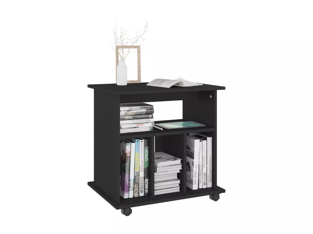 Armoire à roulettes Noir 60x45x60 cm Bois d’ingénierie