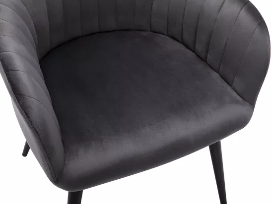 Lot de 2 chaises avec accoudoirs en velours et métal noir - Gris - ELEANA