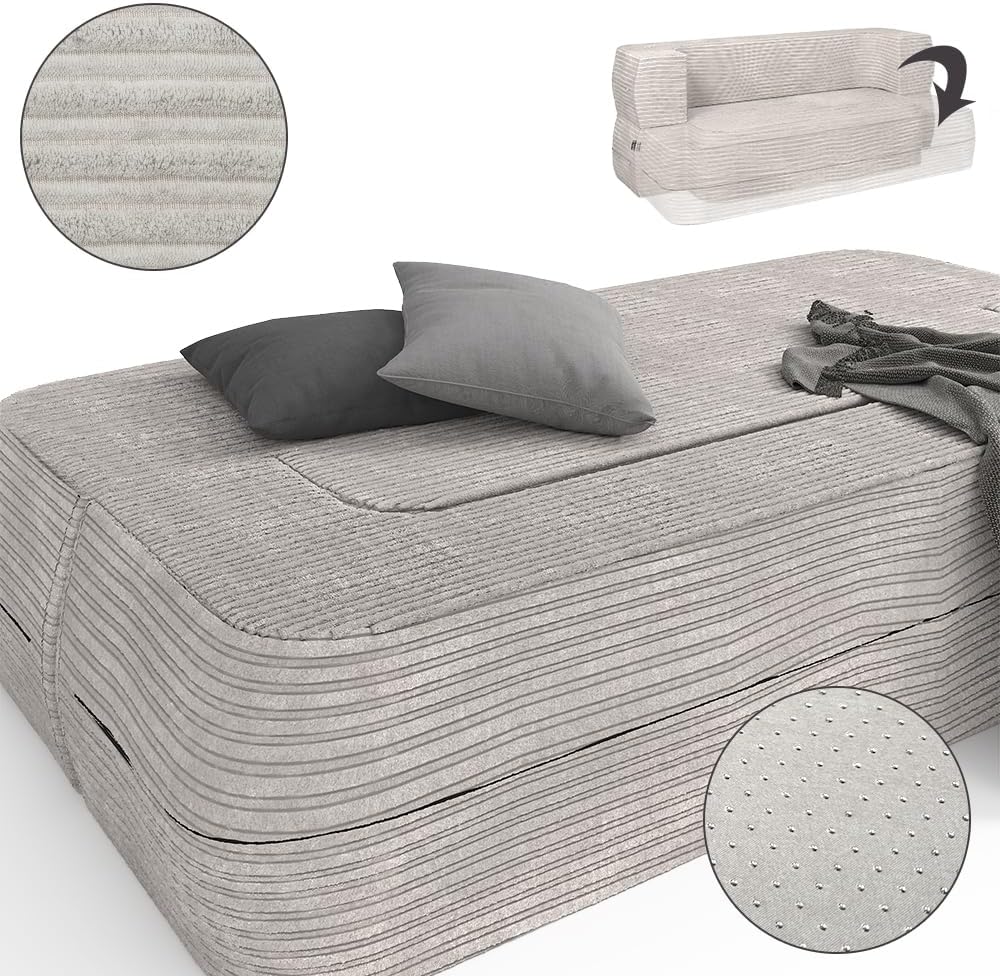 Sofa Lille, Schlafcouch, Beige, 190 cm mit Schlaffunktion