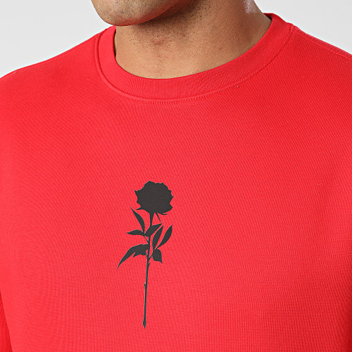 Sweat Crewneck Roses Rouge Noir