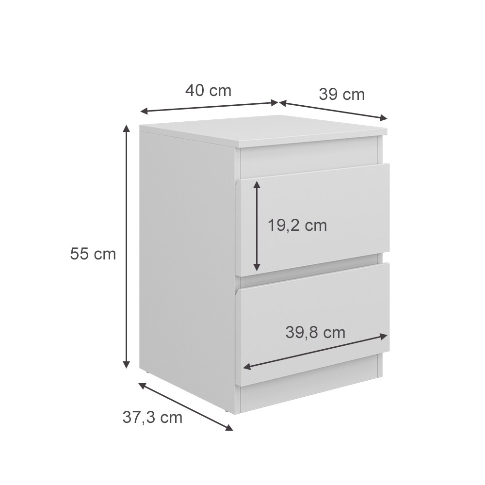 Vicco Nachtschrank Calisto Weiß 40 x 55 cm 2er-Set Schublade Kommode Schlafzimmer