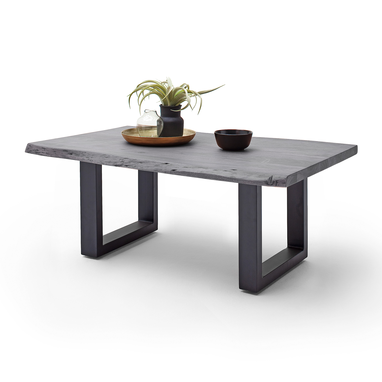 Couchtisch CARTAGENA - Akazie grau-anthrazit - U-Gestell - 110x70 cm