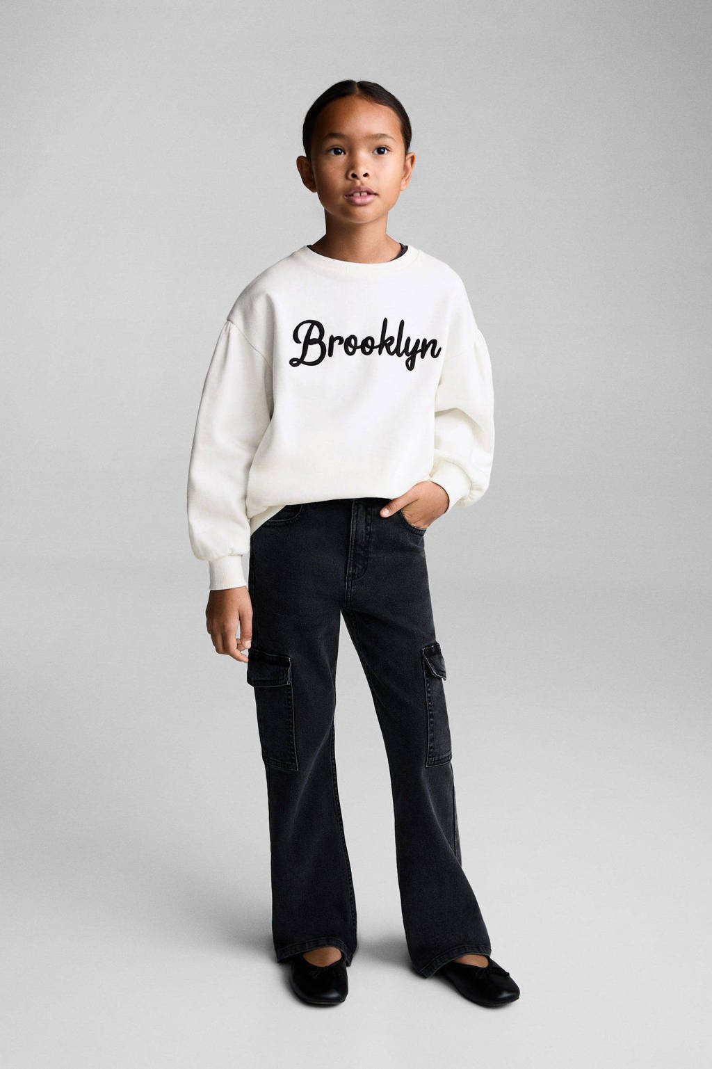 sweater met tekst naturel wit