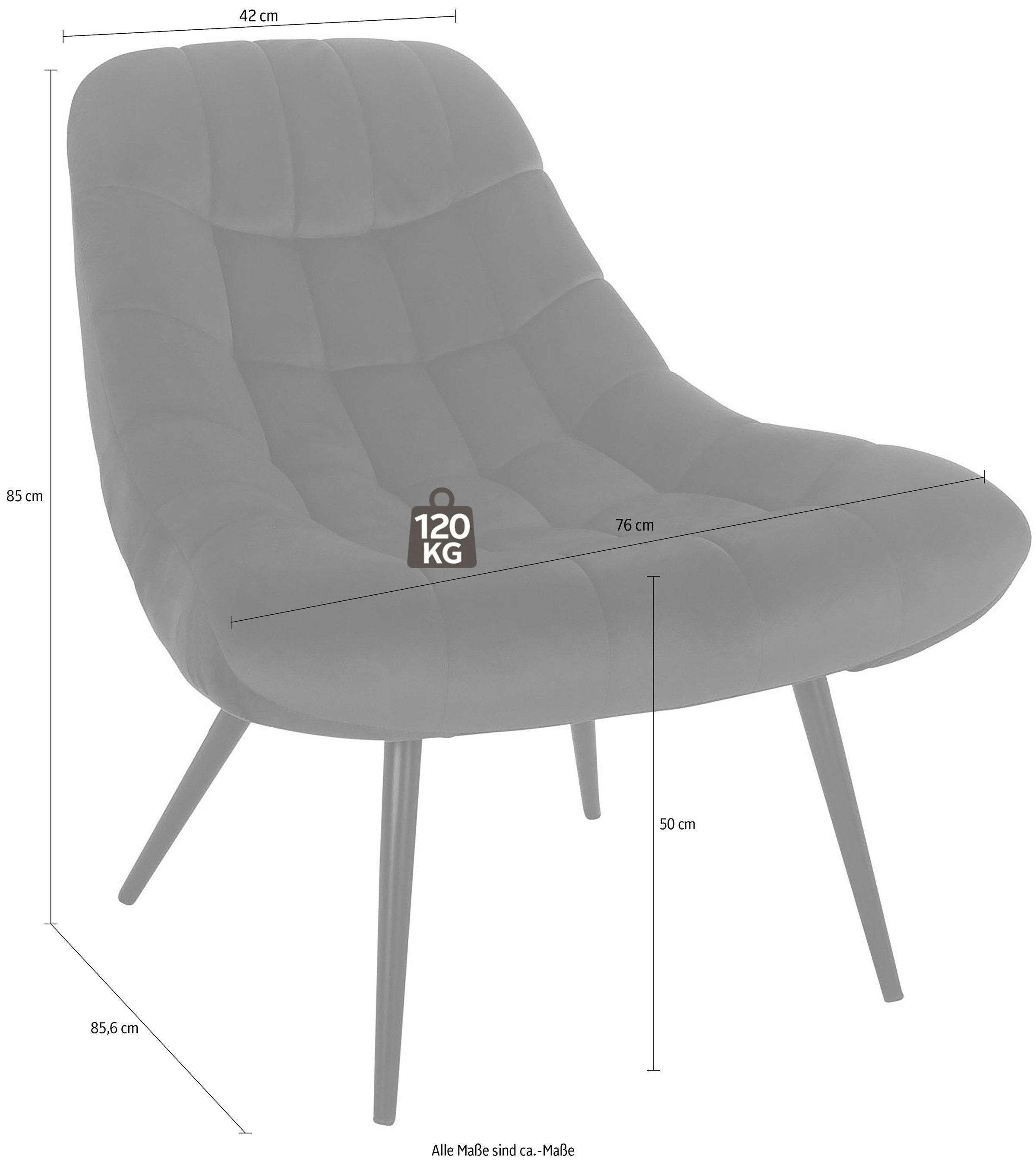 SalesFever Relaxsessel »Toulon - Komfortabler Loungesessel« mit XXL-Steppung, mit schwarzen oder naturfarbenen Beinen
