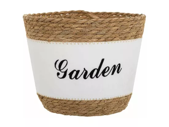 Panier en fibre naturelle et coton en blanc D25,5x20,5