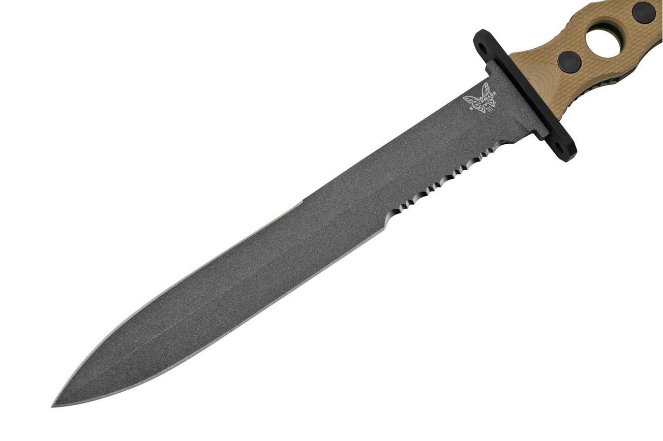 Benchmade SOCP Desert Tan 185SBK-1, CPM-3V Serrated, vaststaand mes, Greg Thompson design