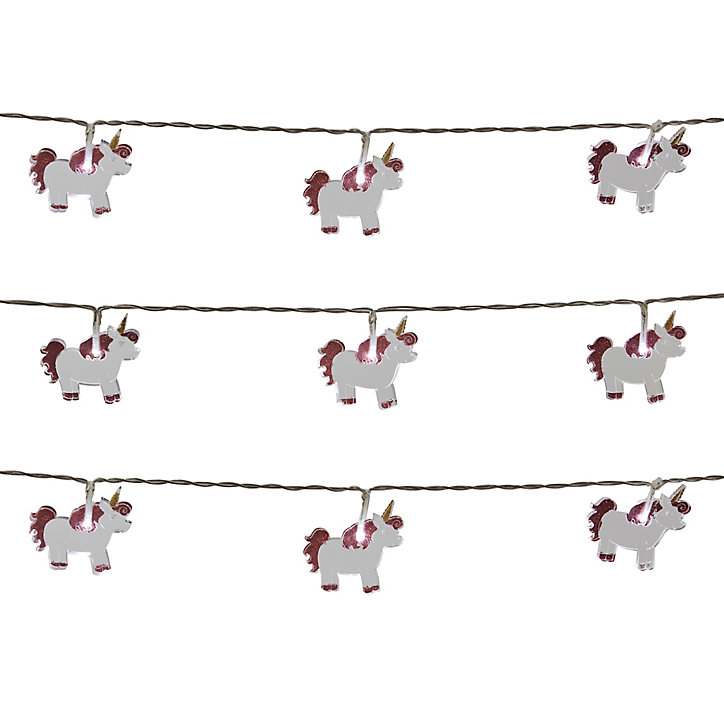 Guirlande lumineuse LED intérieure blanc froid câble transparent 1,65 m décor licorne