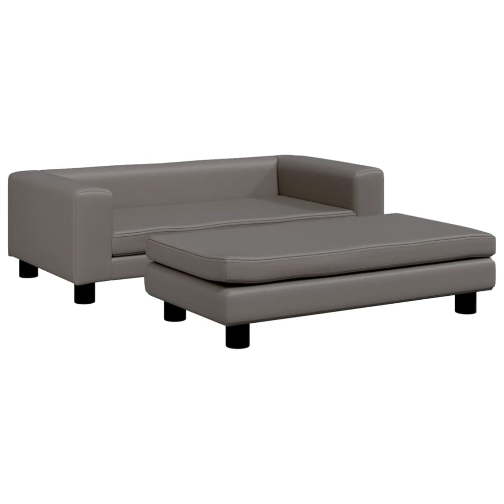 Cama para cães vidaXL com extensão, couro sintético, cinza, 100x50x30 cm