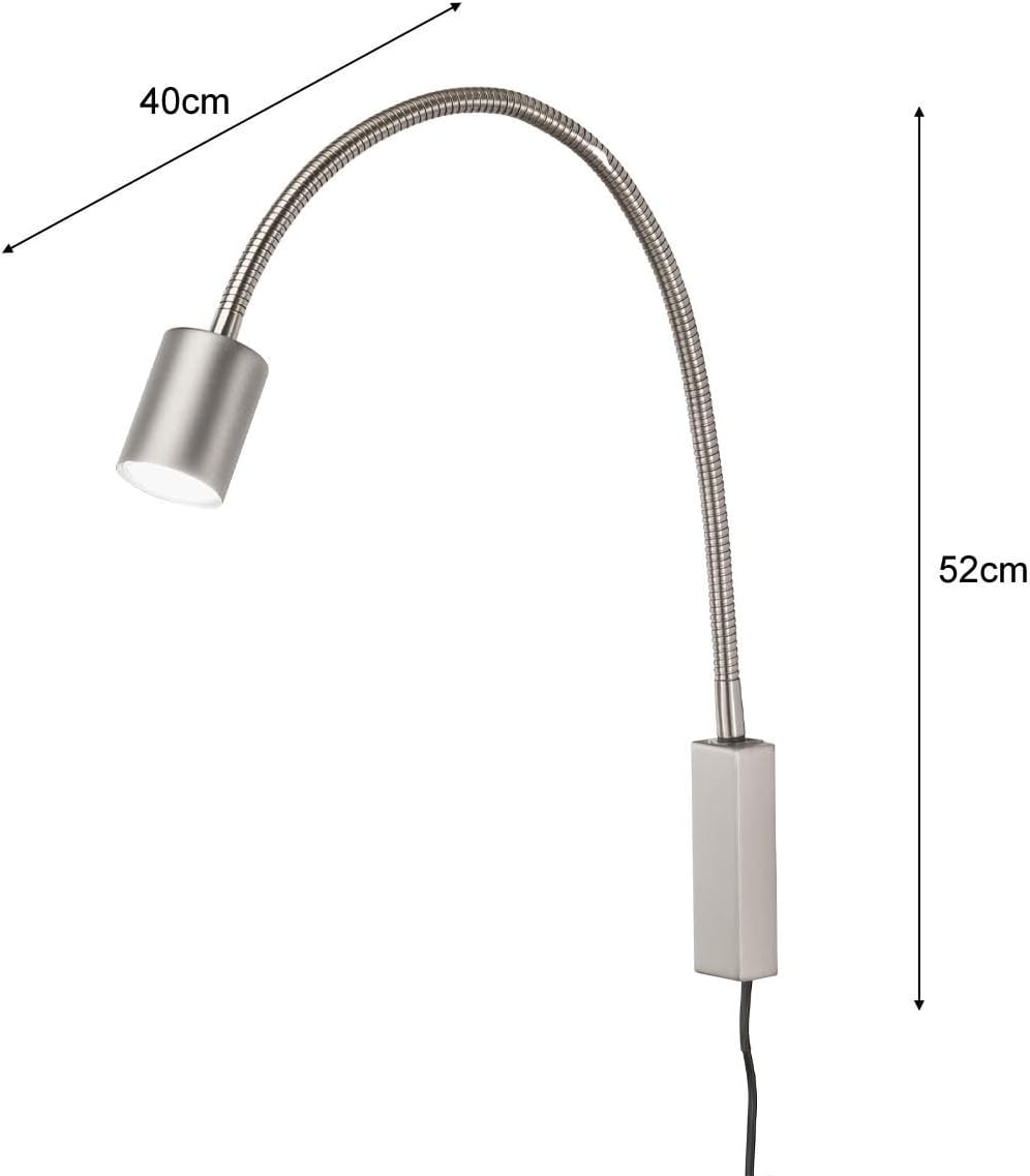 meineWunschleuchte 2er SET 2in1 Wandlampen & Bettlampen Silber, Schwanenhals Leselampen