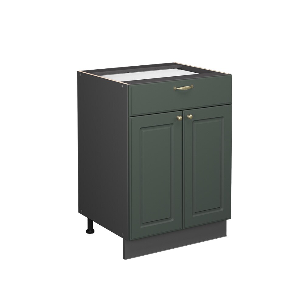 Vicco Schubunterschrank Küchenschrank Küchenmöbel Fame-Line Anthrazit Grün-Gold Landhaus 60 cm Küche Einbauküche Drehtür Schublade Einlegeboden Blende Küchenzeile