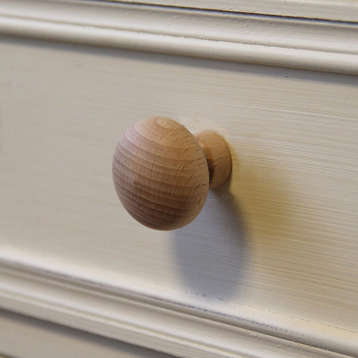 Bouton de meuble arrondi Pine naturel Ø2.5cm x l.2.5cm x h.2.5cm x p.2.1cm