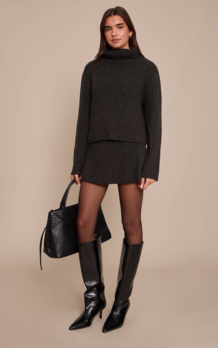 Gris Mini Jupe Plissée En Maille