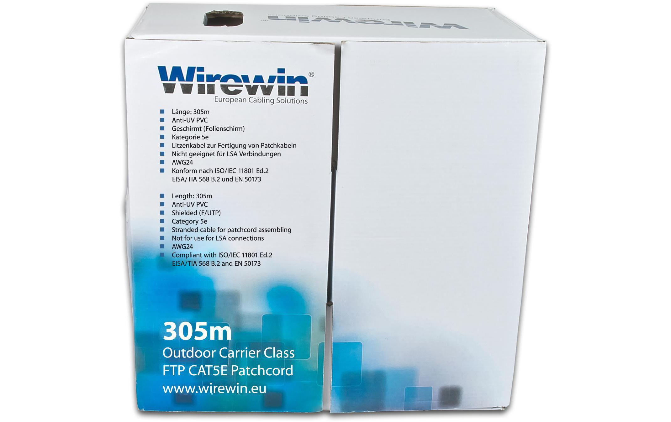 Rangierkabel VKBOX OUTDOOR 305.0 Cat 5e, FTP, 305 m, Schwarz<br>Cat. 5e F/UTP-Patchkabel