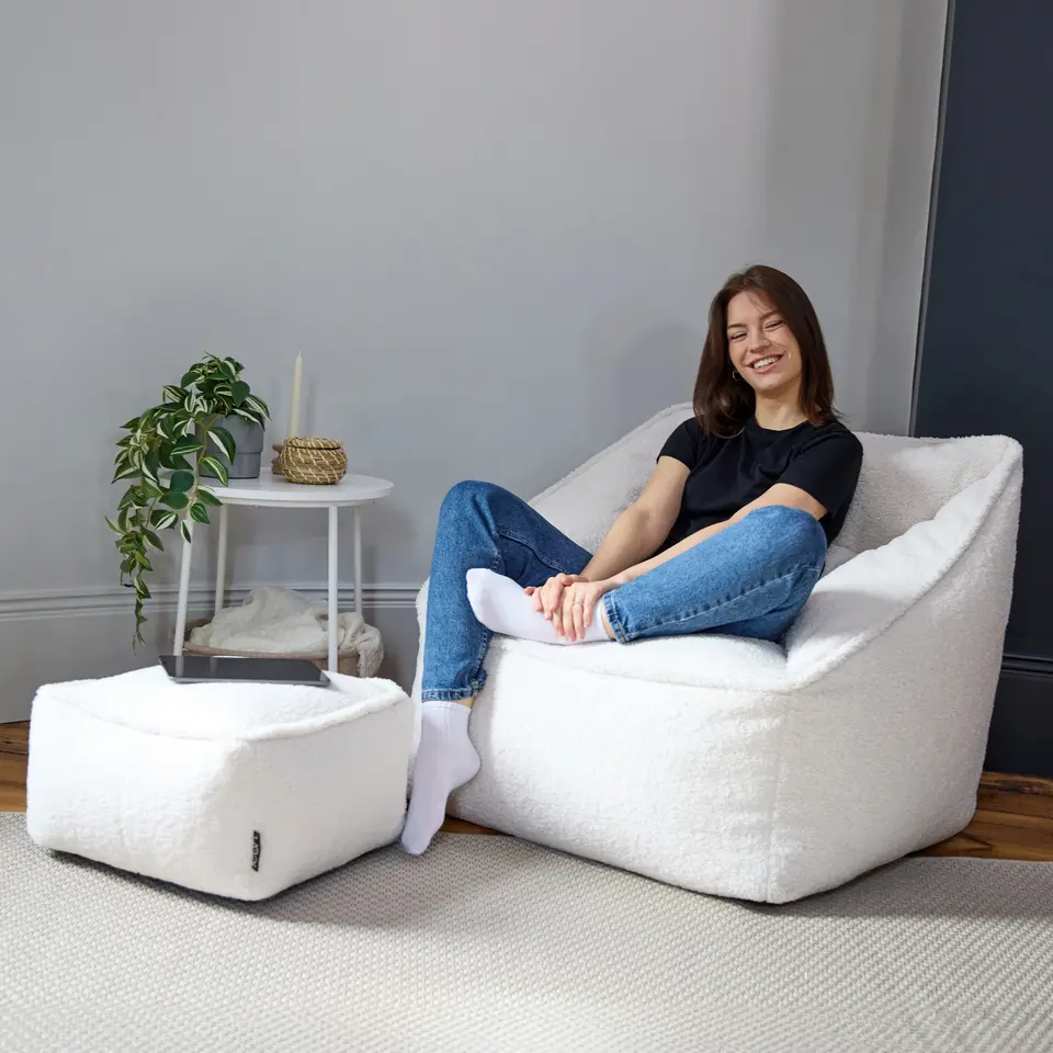 icon Zitzak en Poef Natalia - Fleece Zitzak Fauteuil - Crème