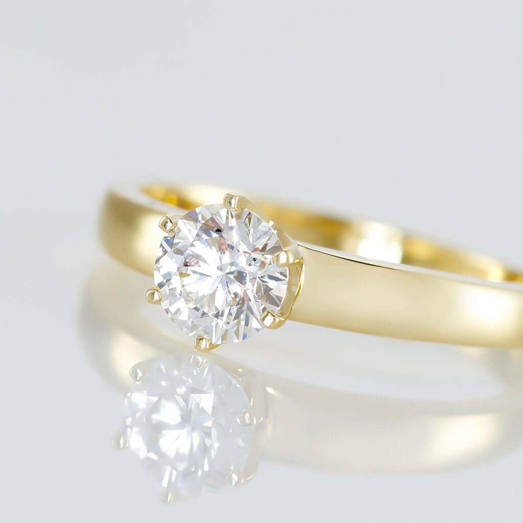 Bague Solitaire Or Jaune Diamant Synthetique
