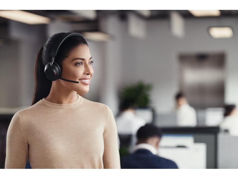 Jabra Headset Evolve2 65 Duo UC Schwarz, USB-A Jabra Bluetooth Headset für das Büro, Home Office oder für Unterwegs
