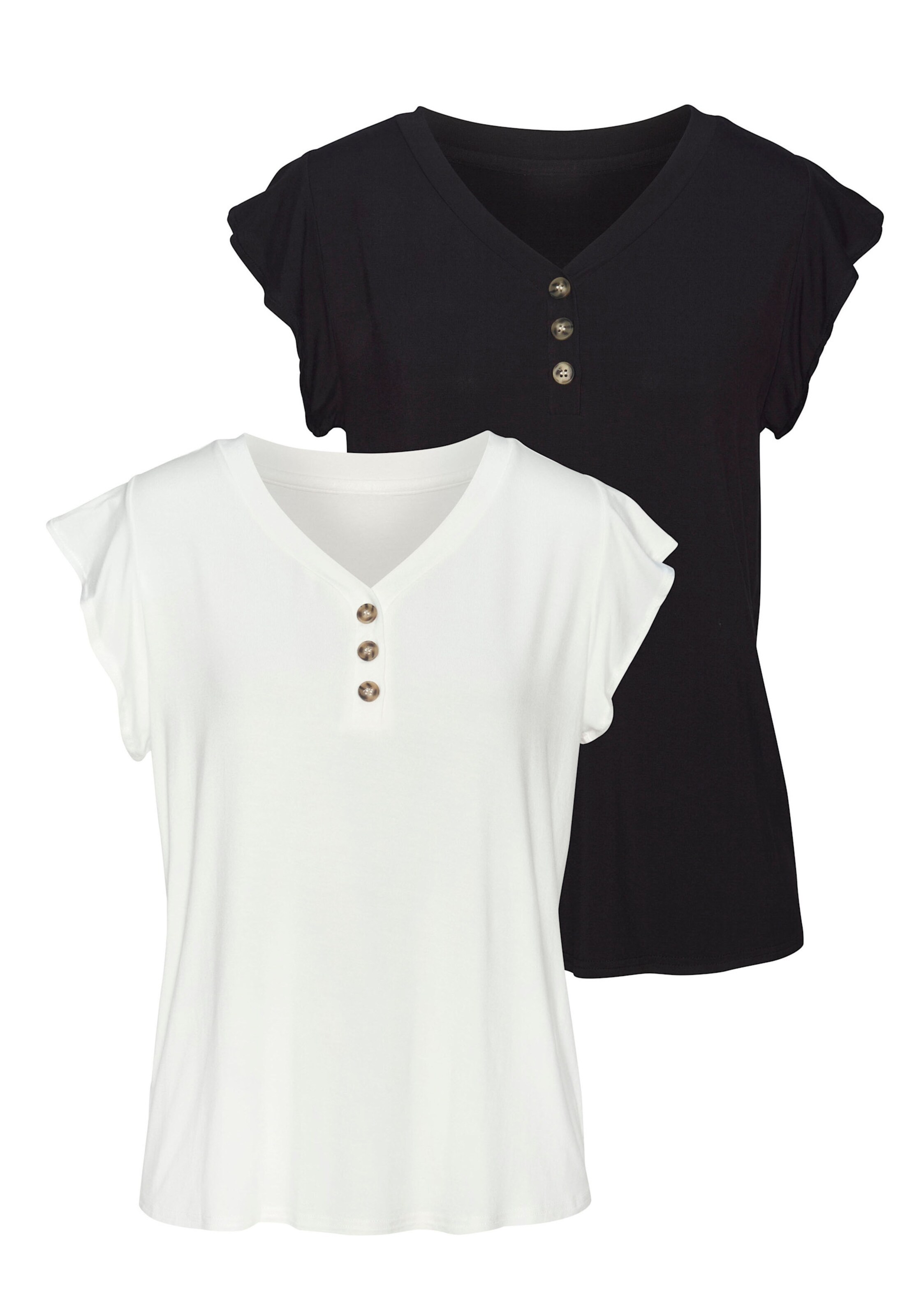 LASCANA Blusenshirt in creme, schwarz
