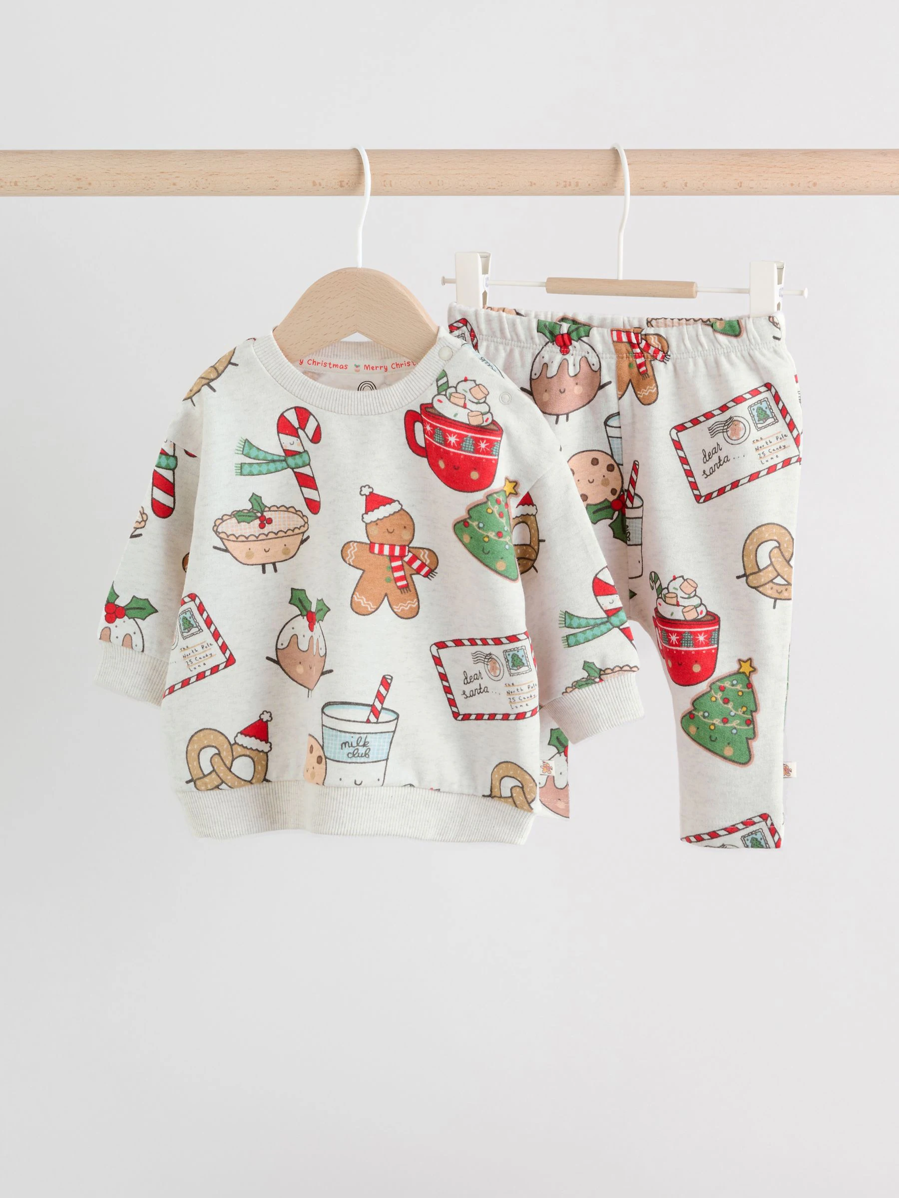 Grijze Santa Traktaties - Kerstmis Sweat en Joggingbroek Baby Set (0mnd-2jr)