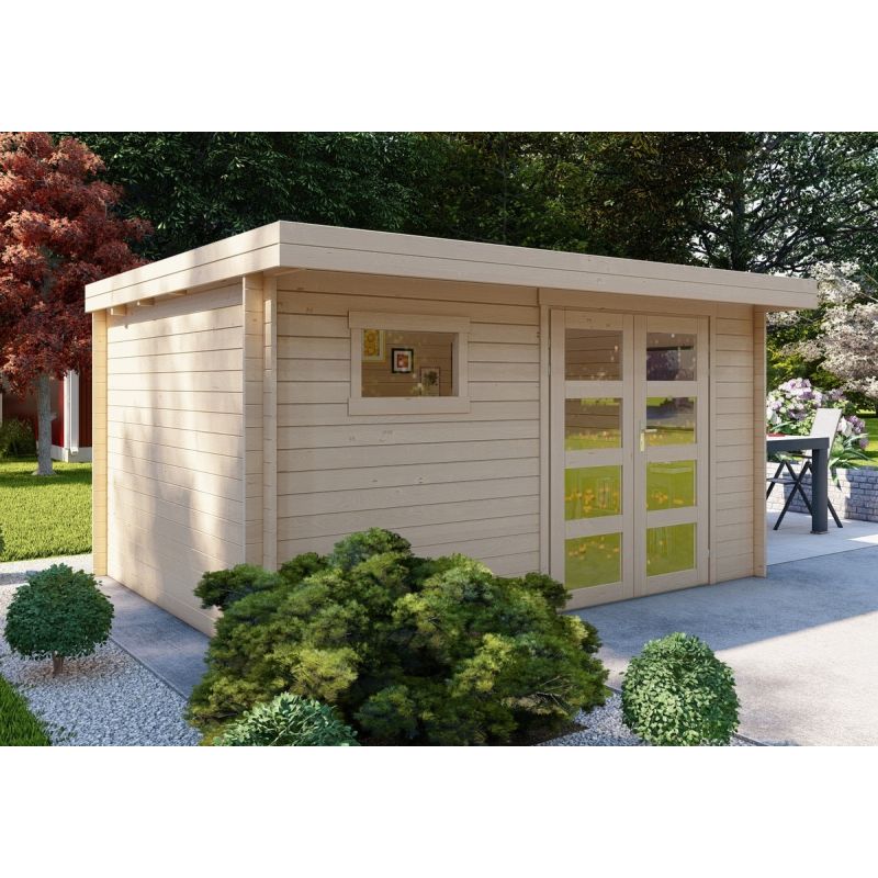 Abri de jardin courchevel de 13 m² en bois de pin ép. 28 mm