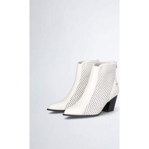 Liu Jo - Botines camperos de piel con perforaciones Blanco