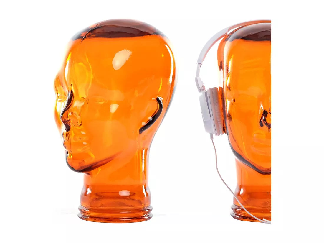 SUPPORT DE CASQUE MICK Verre orange transparent