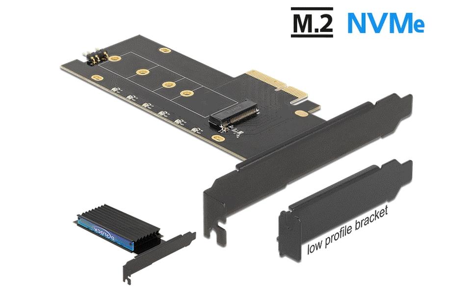 Host Bus Adapter PCIe x4 - M.2, NVMe, Key M, RGB-LEDPCI-Express x4 Schnittstellenkarte mit einem M.2-Slot und RGB-LED-Beleuchtung