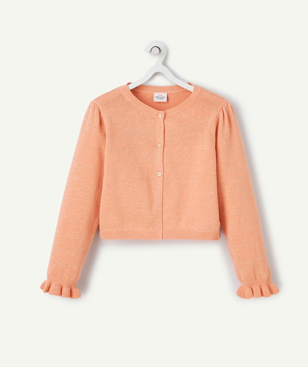 GILET COURT FILLE ROSE PAILLETÉ
